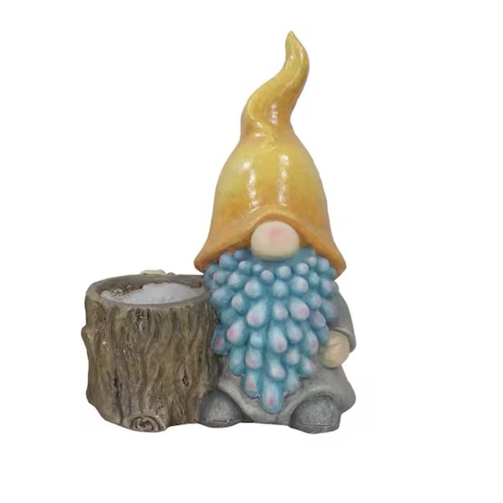 NEW IN BOX 16 in. Gnome with Yellow Hat Ceramic Planter with Drainage Hole, MGO